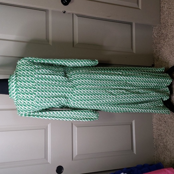 ZARA Green geometric print long sleeve dress size small - Picture 4 of 7